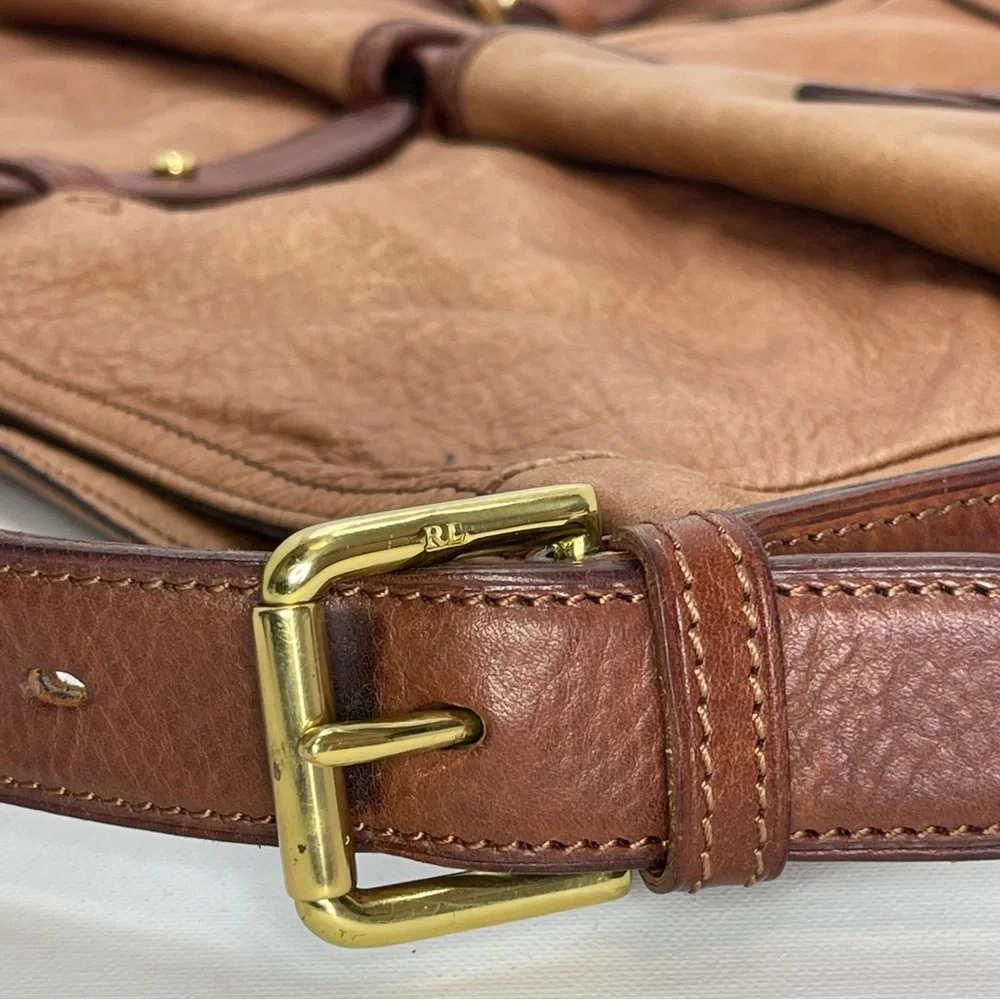 RARE Vintage Ralph Lauren Heritage Leather Field Satchel Tote – Distressed Tan - Picture 11 of 15